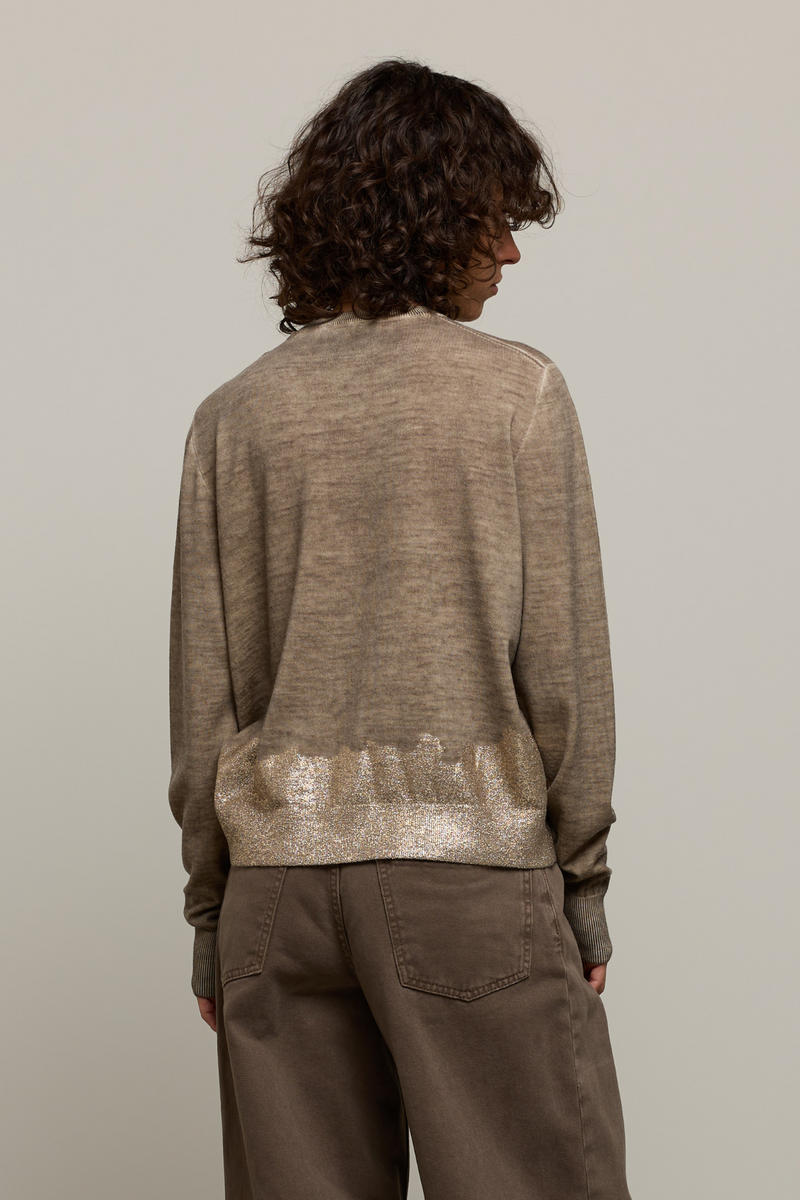 Andrea Crew Sweater Foil Detail