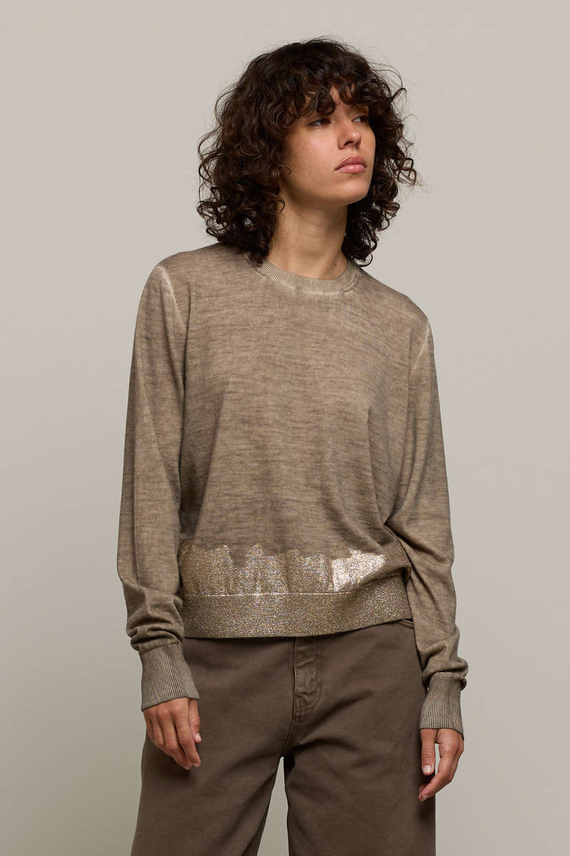 Andrea Crew Sweater Foil Detail