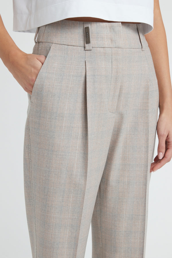 Peserico | Wool Lurex Stretch Check Pant