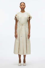 PHILLIP LIM | CASCAD SHORT SLV BELTED MIDI DRESS