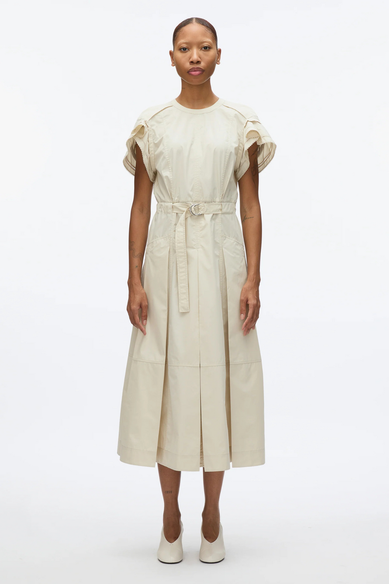 PHILLIP LIM | CASCAD SHORT SLV BELTED MIDI DRESS