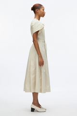 PHILLIP LIM | CASCAD SHORT SLV BELTED MIDI DRESS