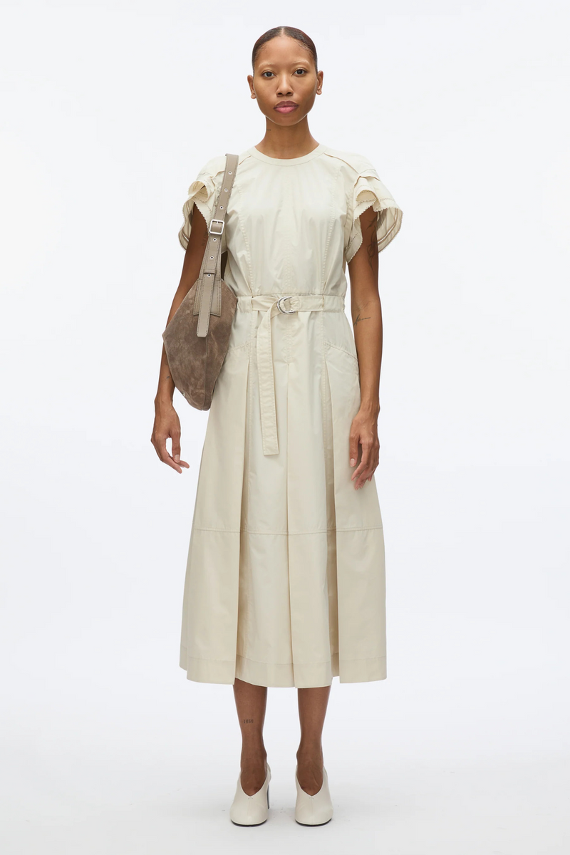 PHILLIP LIM | CASCAD SHORT SLV BELTED MIDI DRESS