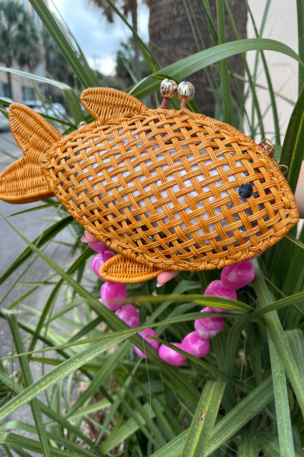 Lenny Fish Wicker Bag