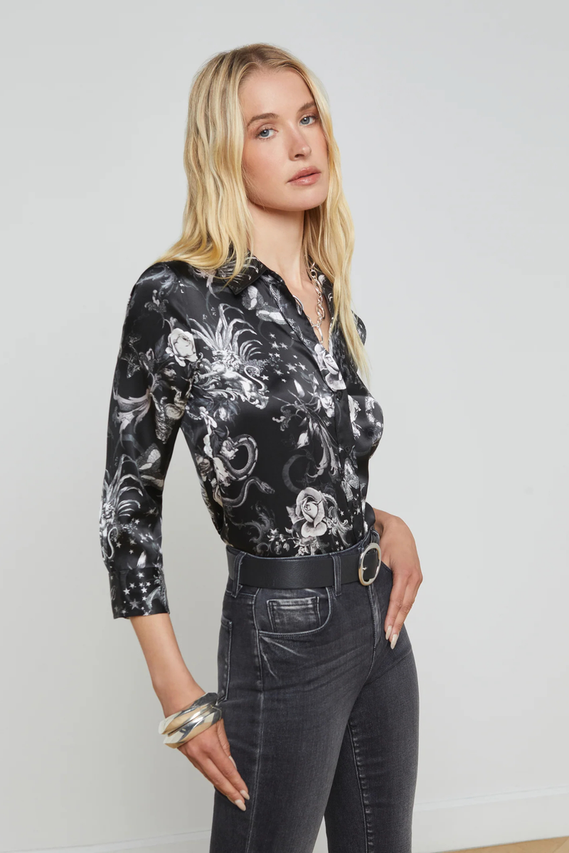 L'AGENCE | DANI BLOUSE- BLACK ZODIAC