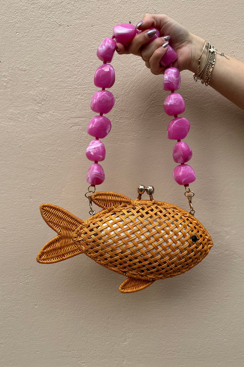 Lenny Fish Wicker Bag