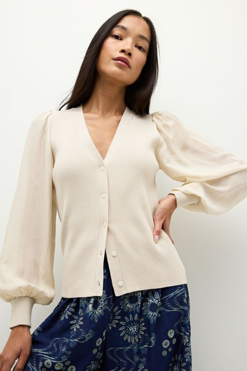 MARIE OLIVER | LANDRY CARDIGAN- PORCELAIN