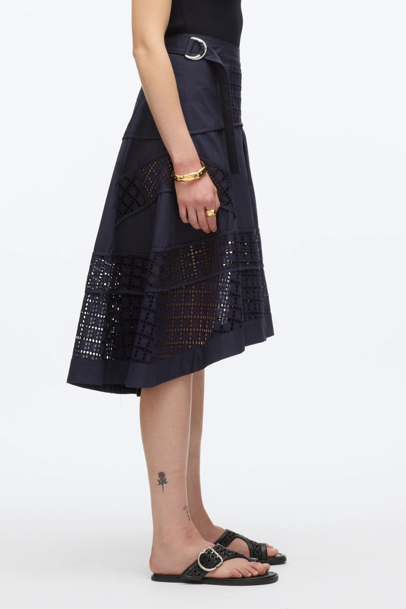 PHILLIP LIM | BROIDERIE ANGLAISE GRID SKIRT