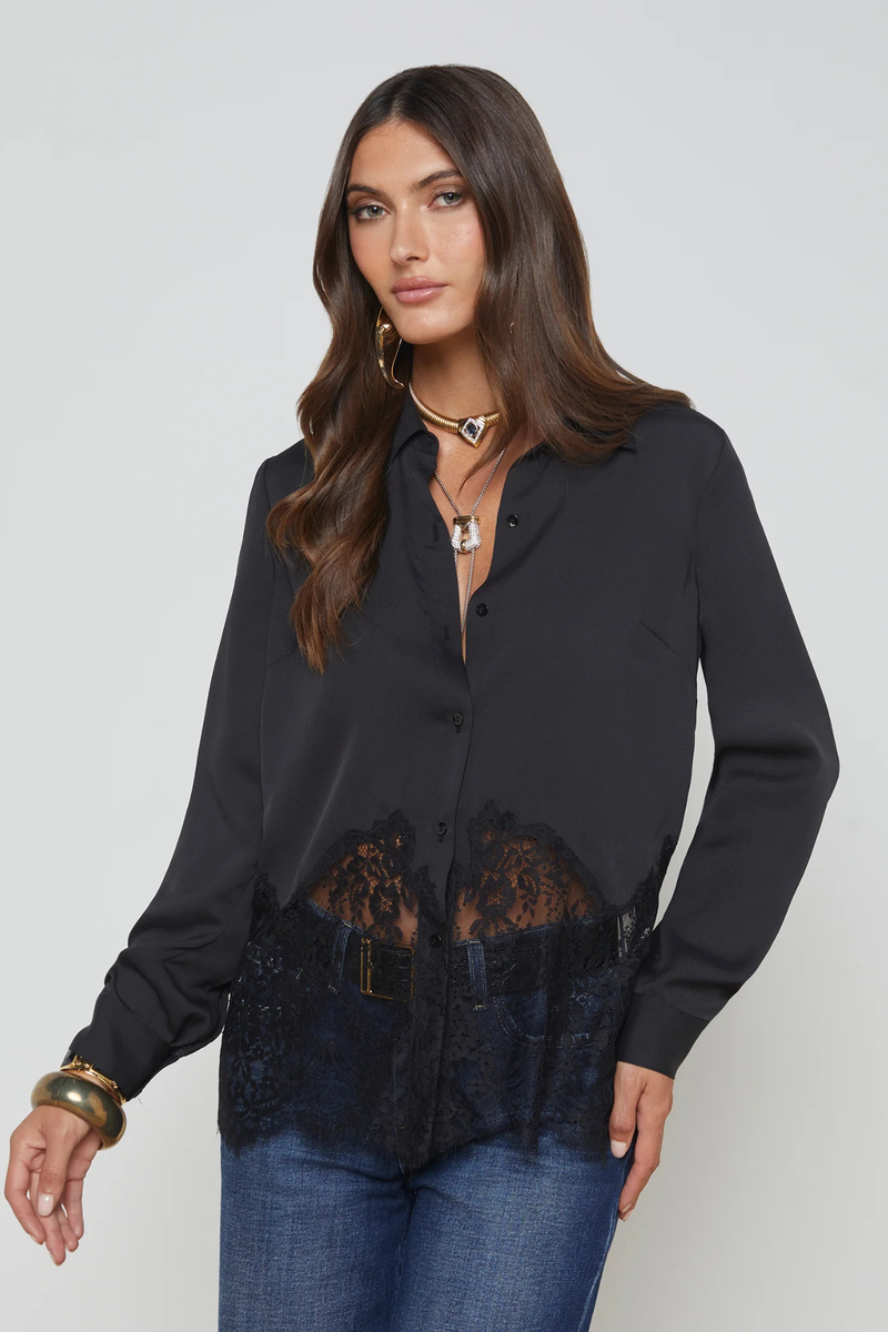 L'AGENCE | ADALEE LACE INSET BLOUSE