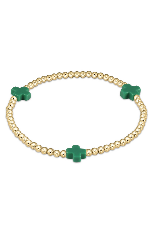 Signature cross 3mm bracelet - Emerald