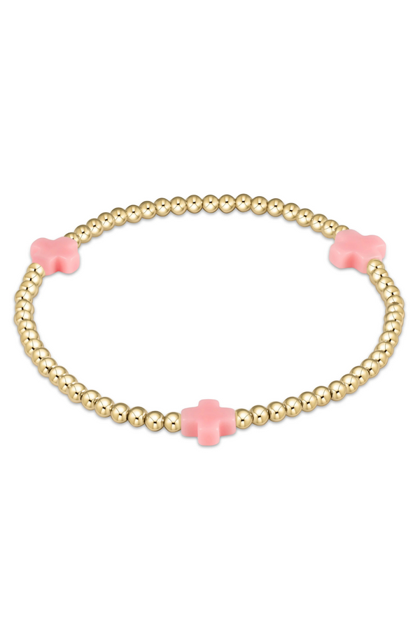 Signature Cross 3mm Bracelet-Pink