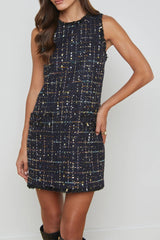 L'AGENCE | FLORIAN TWEED DRESS- MIDNIGHT