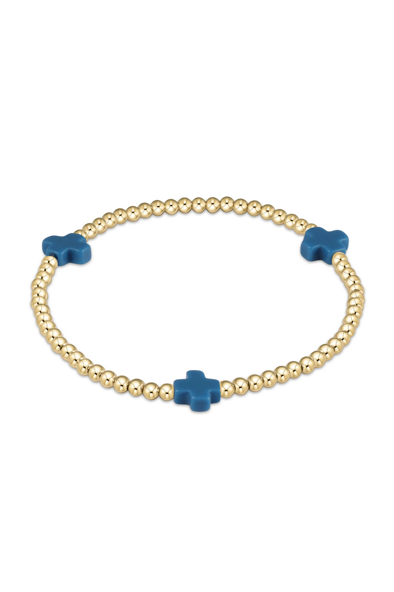 Signature Cross 3mm Bracelet-Cobalt